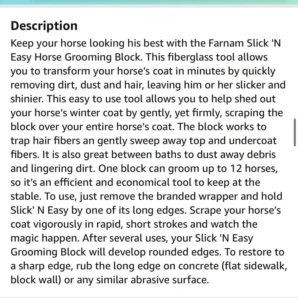 Slick n easy horse grooming block